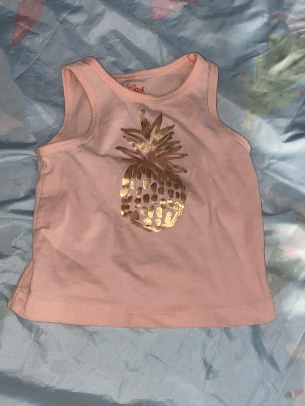 Cat & Jack Pink Tank Top with Gold Pineapple Graphic